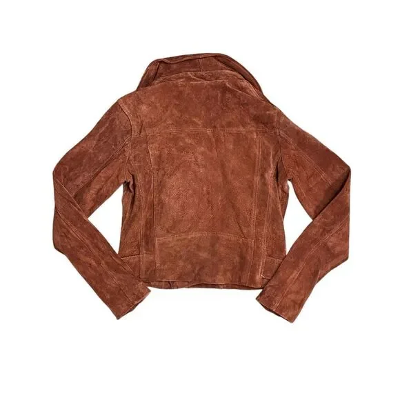 Blank NYC Jacket Womens XS Sun Valley Suede Leather Luxury Zip Moto Amber Spring